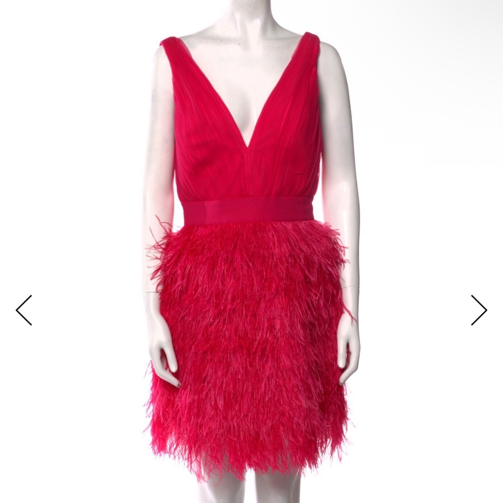 Alice + Olivia Pink Feathered Dress